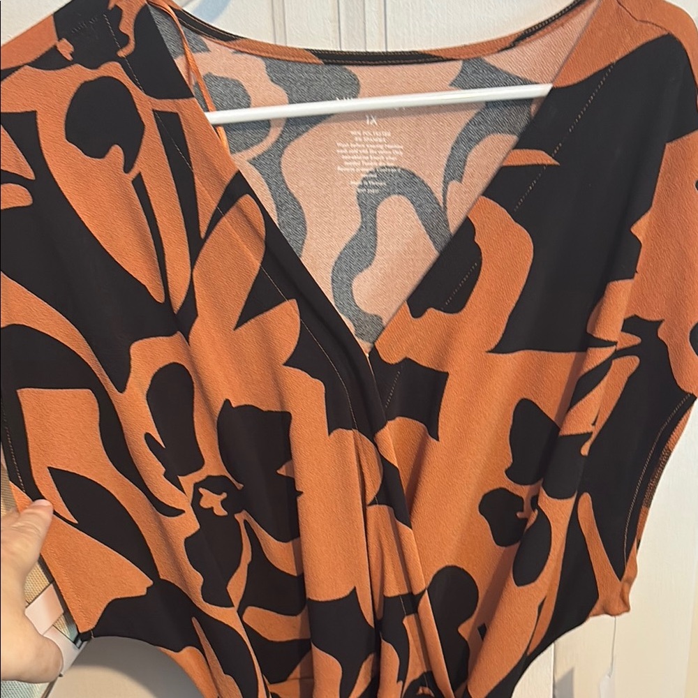 Nine West Black and Tan Patterned Dress size 1x
